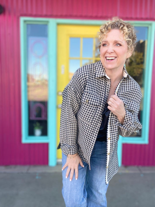 Outerwear Black and Cream Textured Jacket