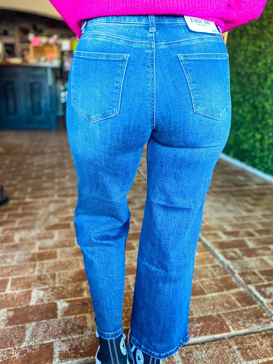 Bottoms C'est Toi Wide Leg Straight Jean- Dark