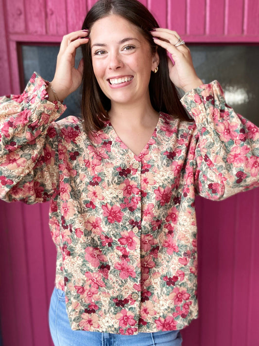 Tops Corded Floral Blouse