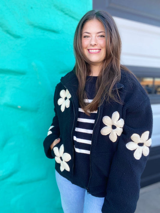 Outerwear Flower Pop Fleece Jacket