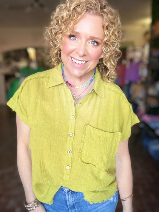 Tops Gauzy Top Apple Green