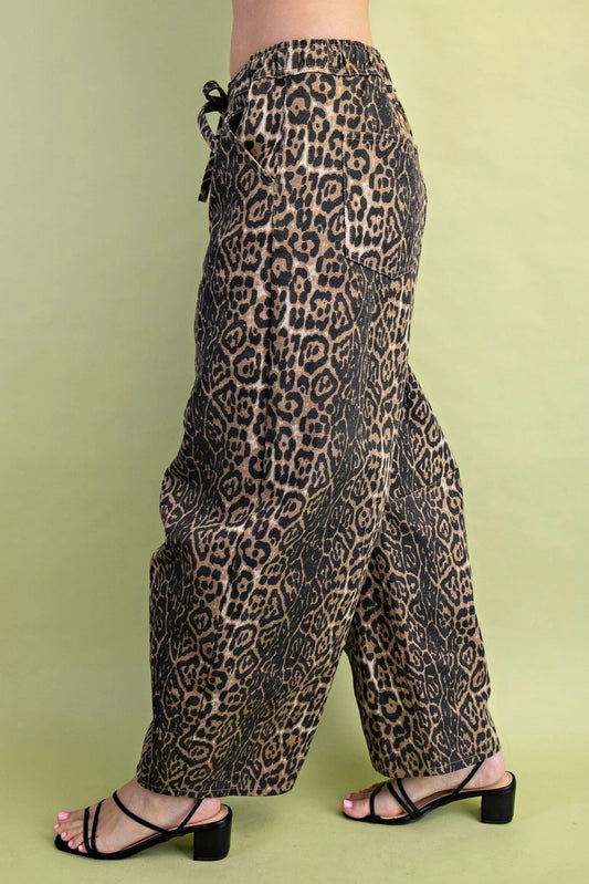 apparel Lennie Leopard Drawstring Barrel Jean