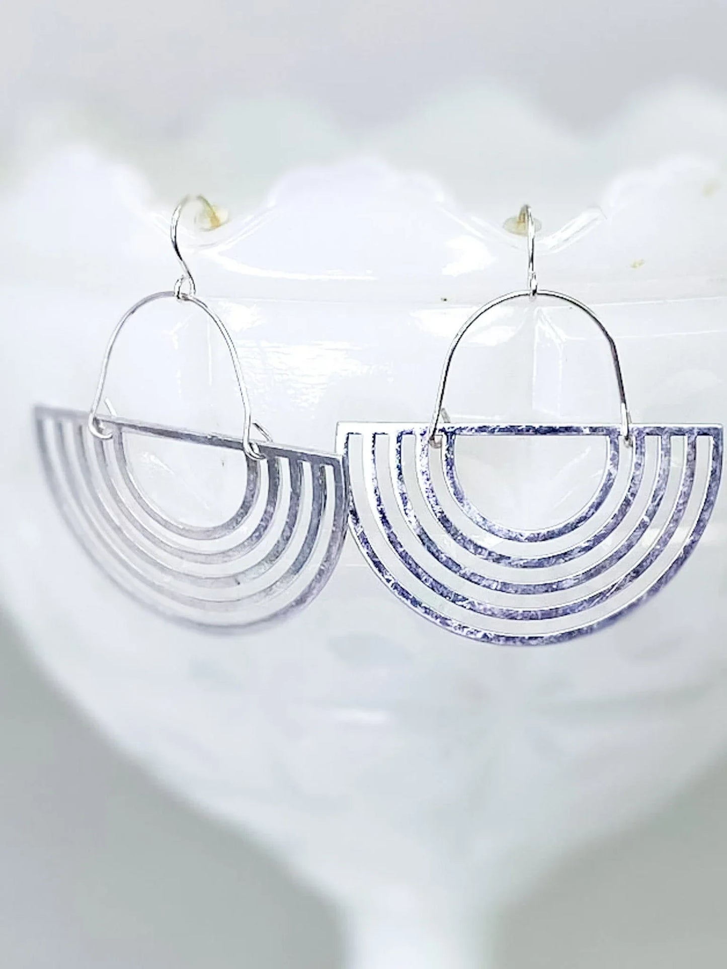 Earrings Matte Half Circle-Silver
