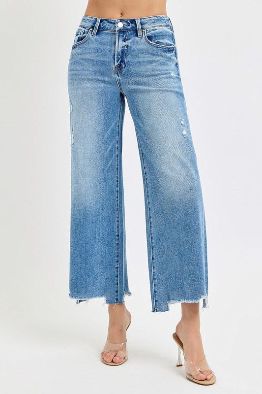 Bottoms Risen High Rise Crop Wide Leg