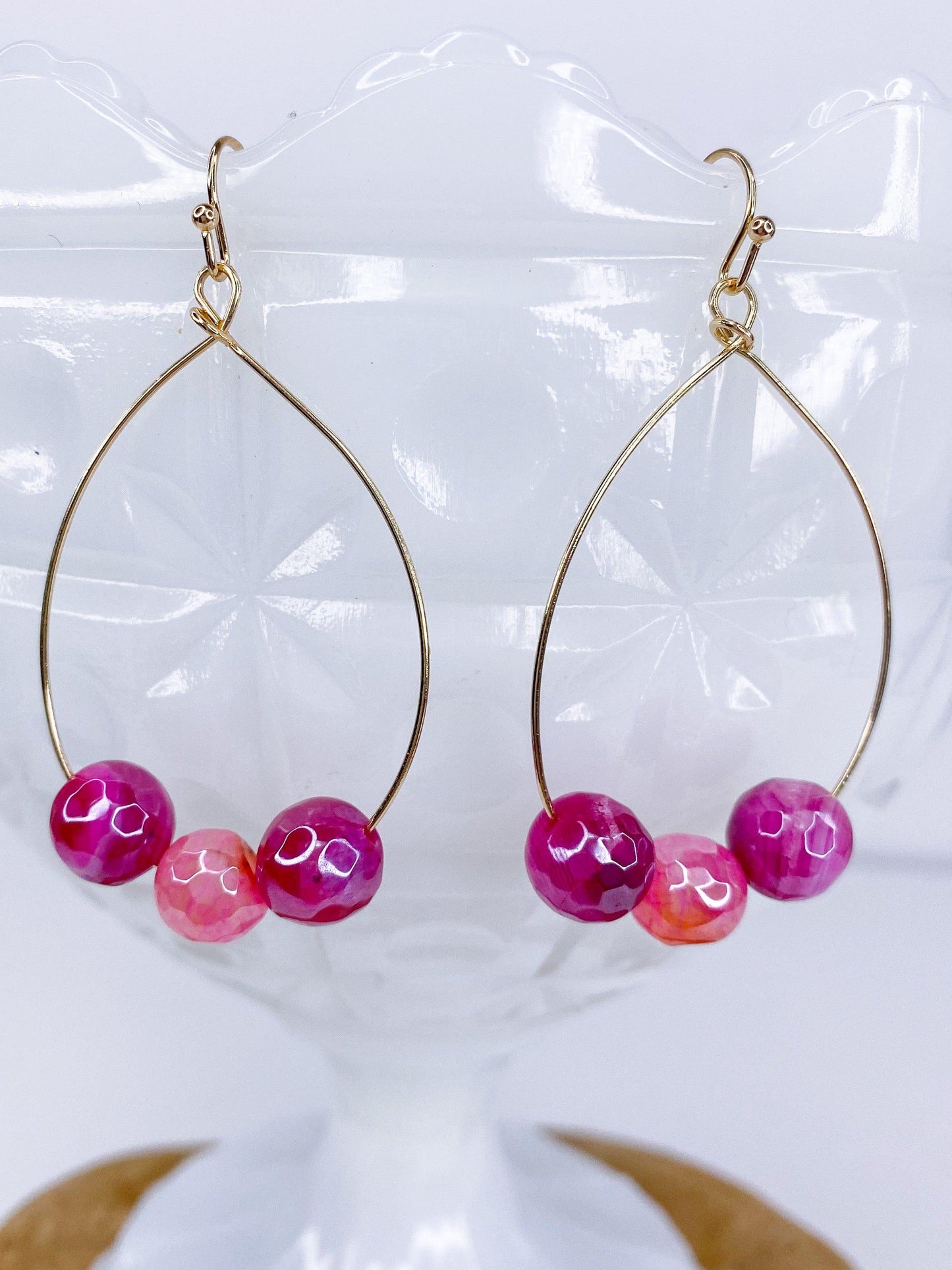 Earrings Jax Triple Stone Earring-Pink