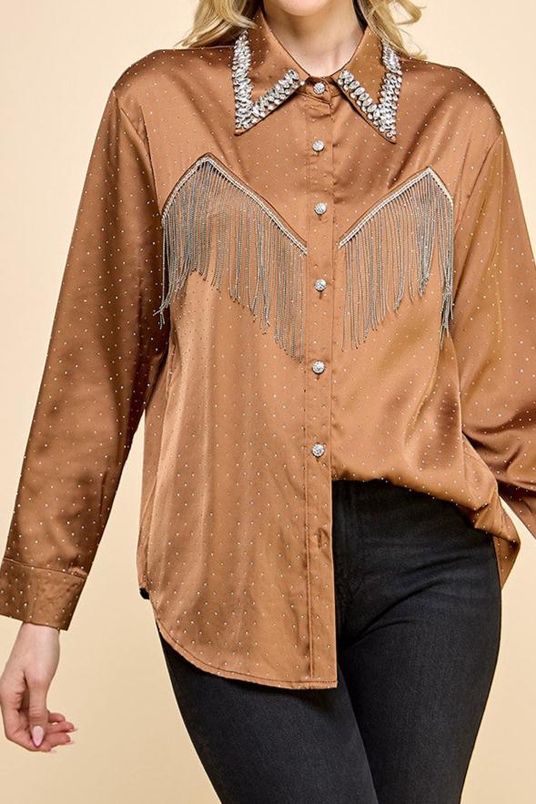 Rheba Sequin Fringe Top