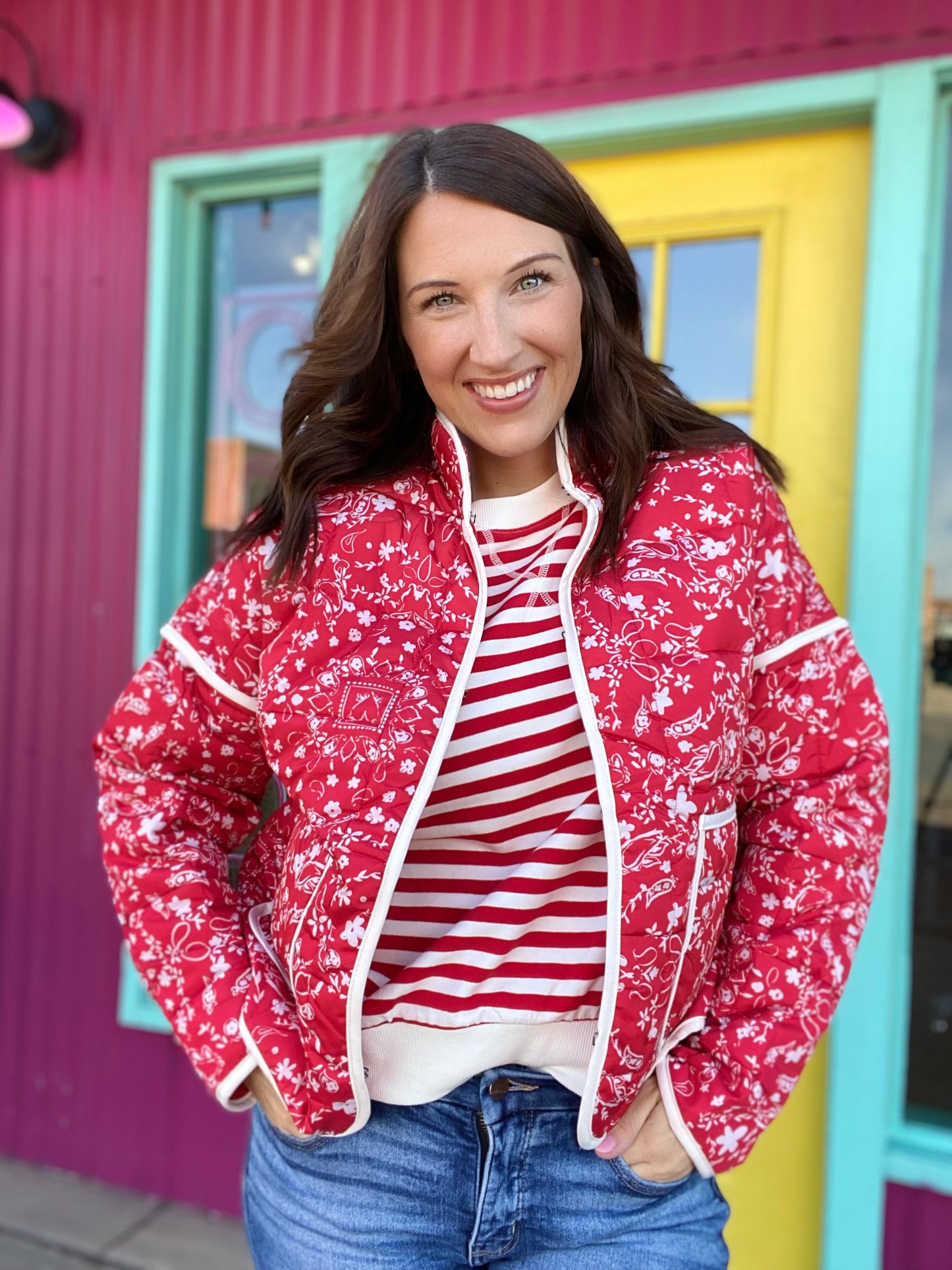 Vaile Quilted Jacket- Red
