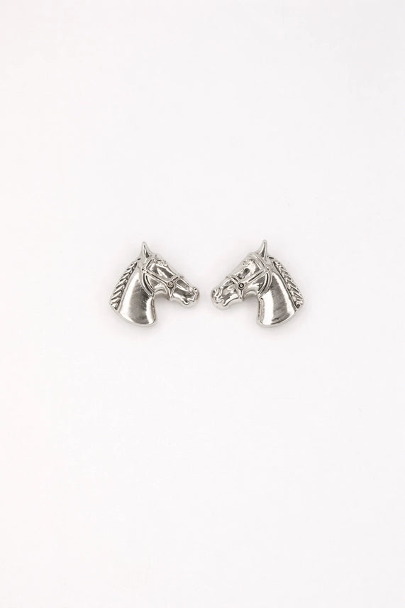 Horse Stud Earring- White Gold