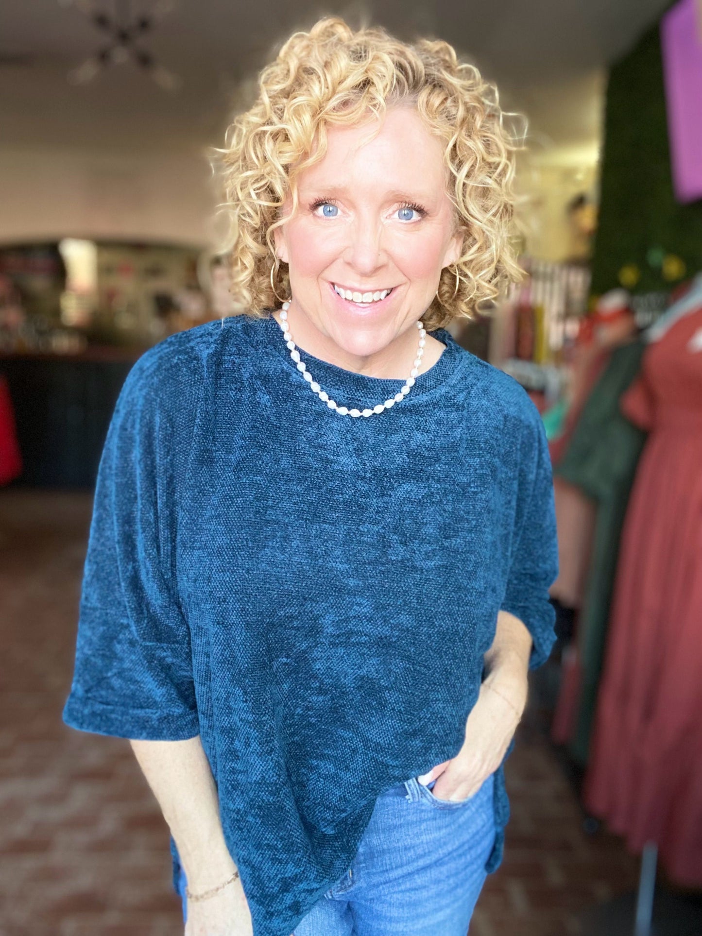 Mae Chenille Sweater- Teal