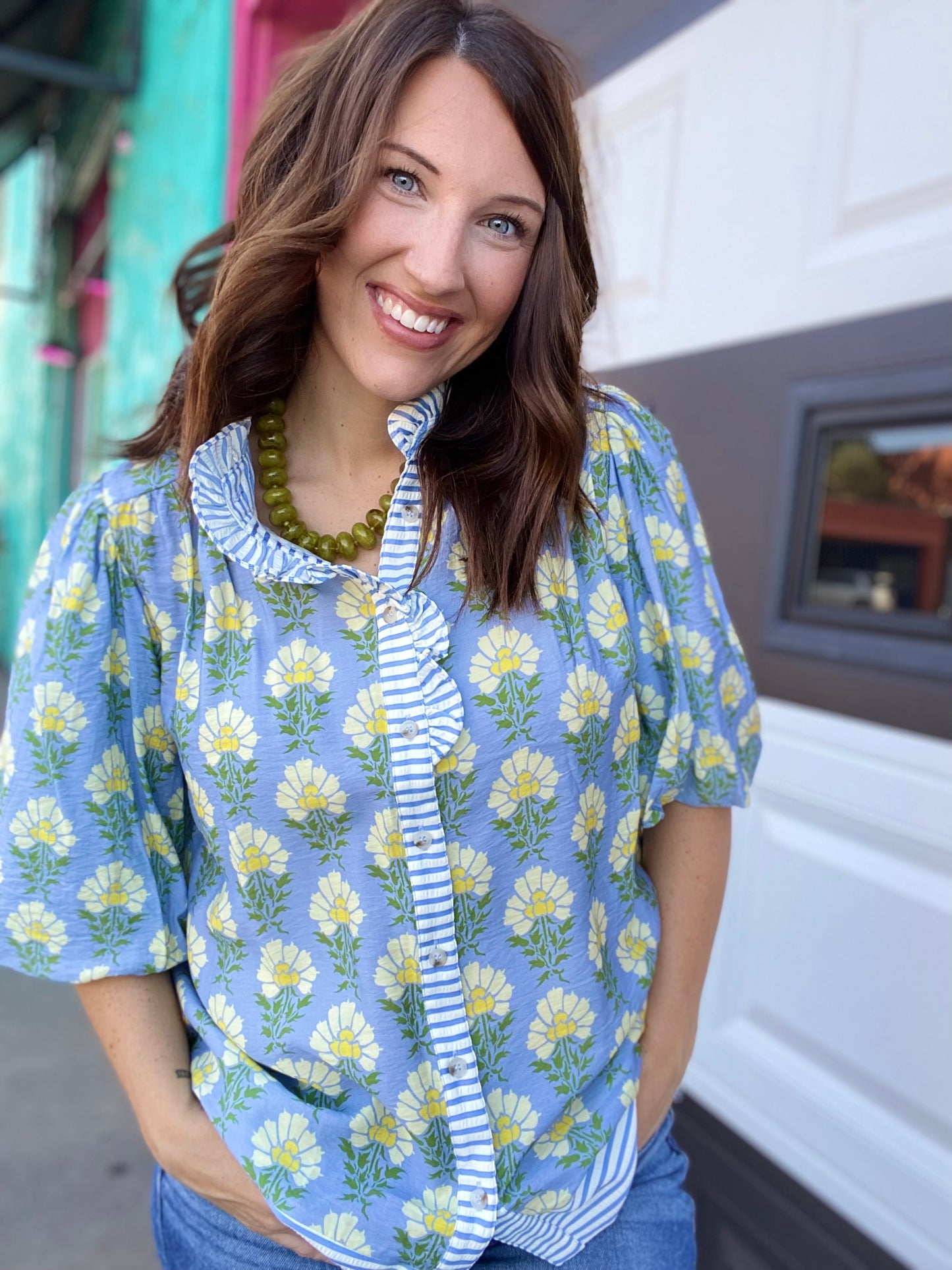 Drew Floral and Stripe Top