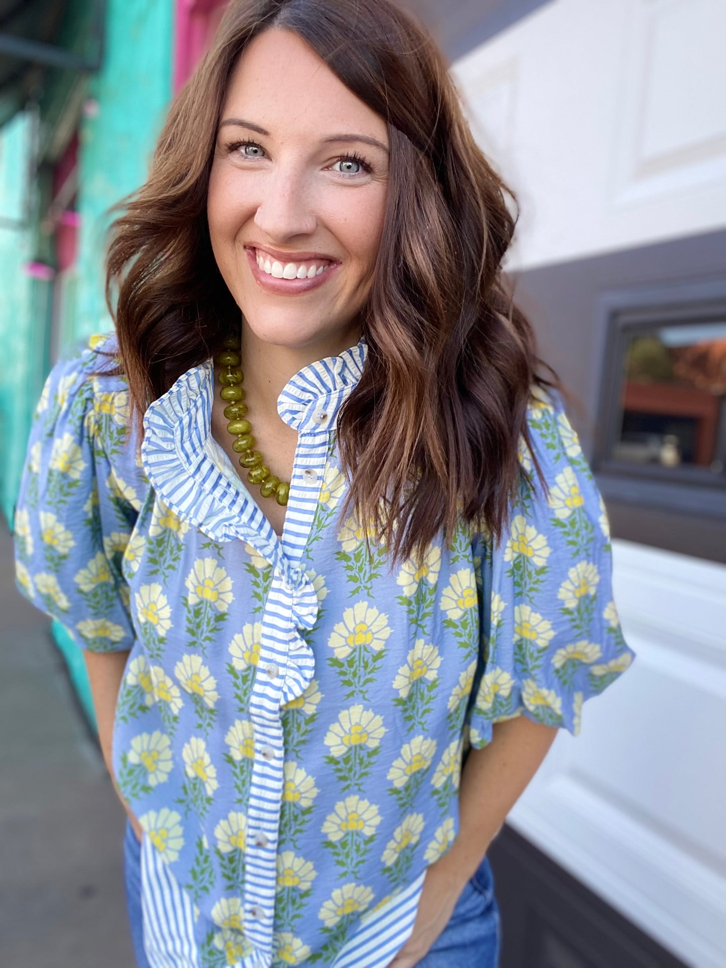 Drew Floral and Stripe Top