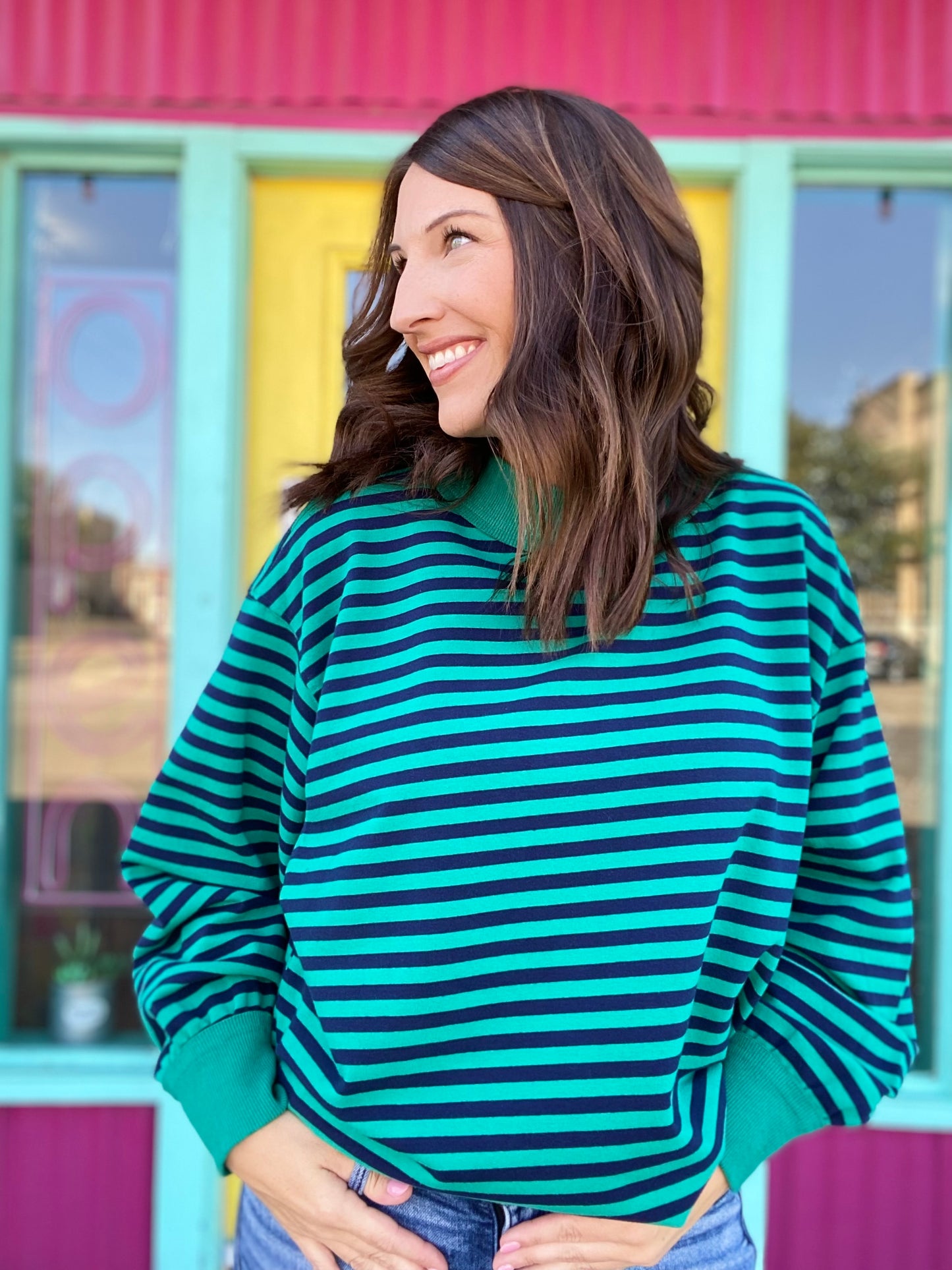 Emerald Mock Neck Pullover