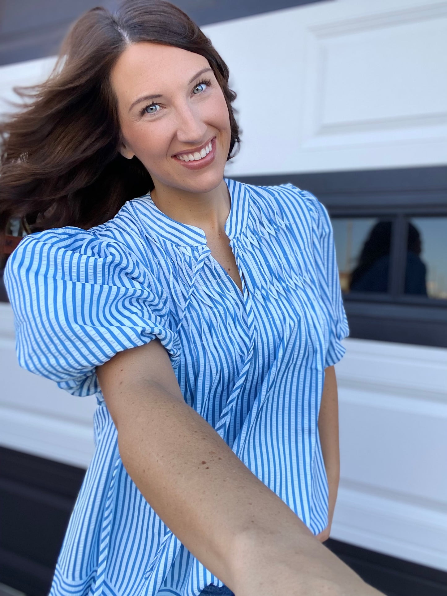 Giselle Stripe Blouse- Blue