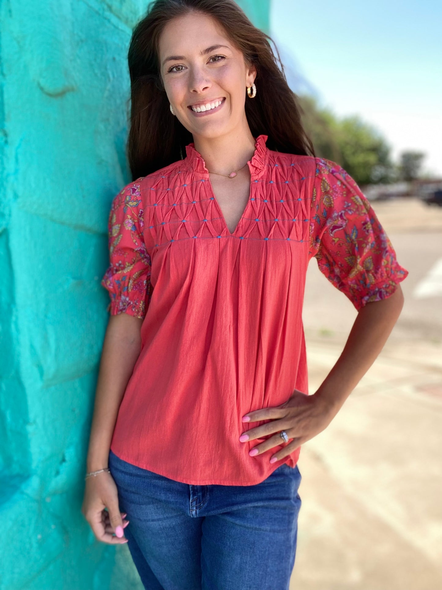 Shae Coral Blouse