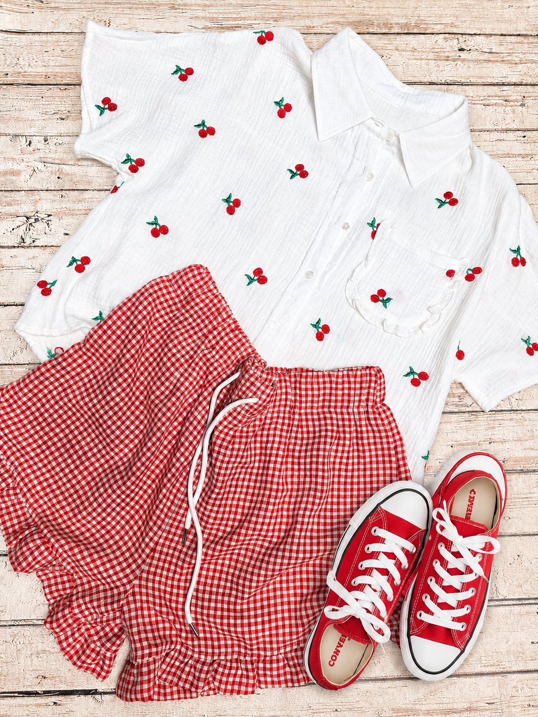 Gingham Shorts- Red