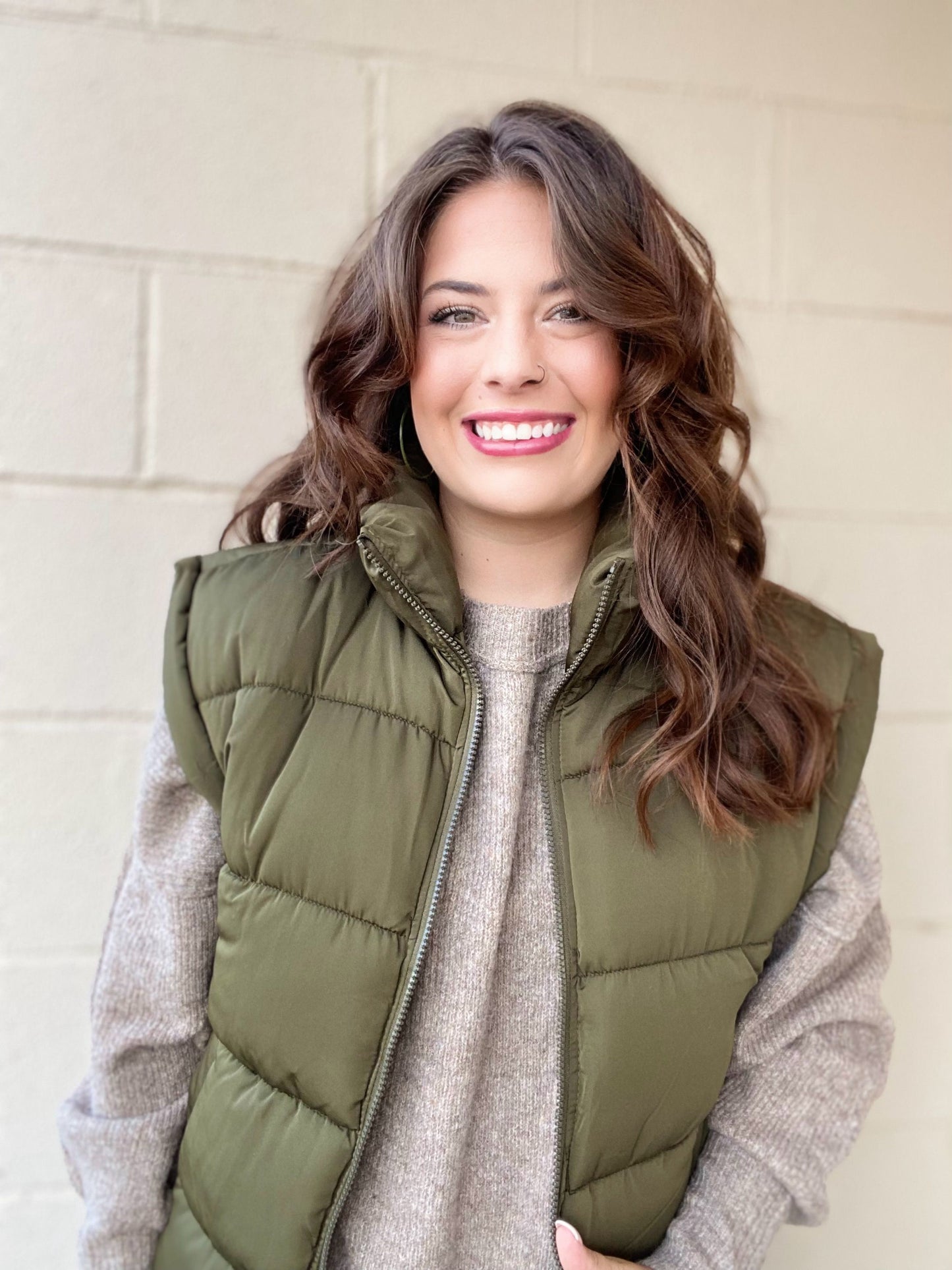 Dannie Puff Vest- Olive