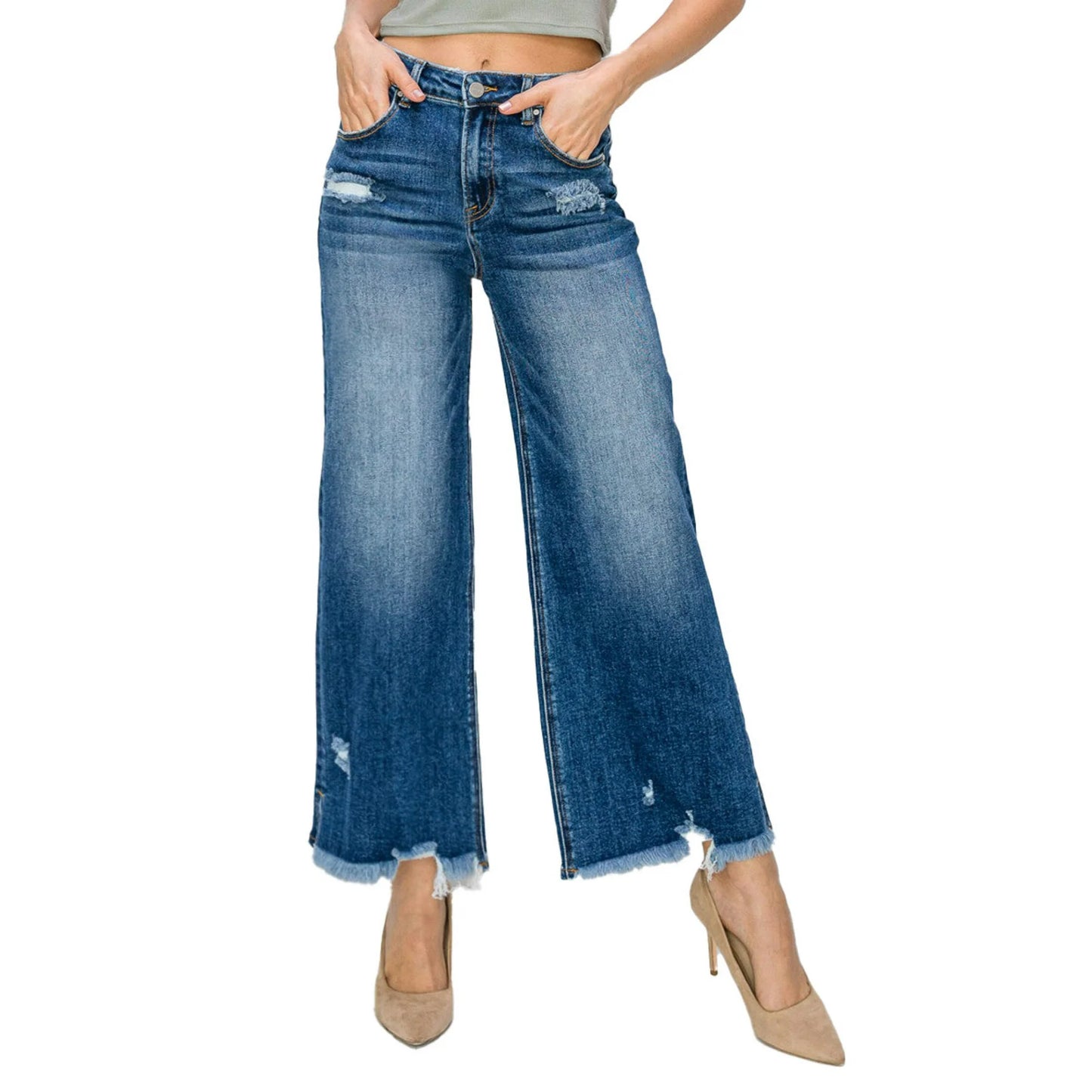 Risen Jeans Cropped Wide Leg