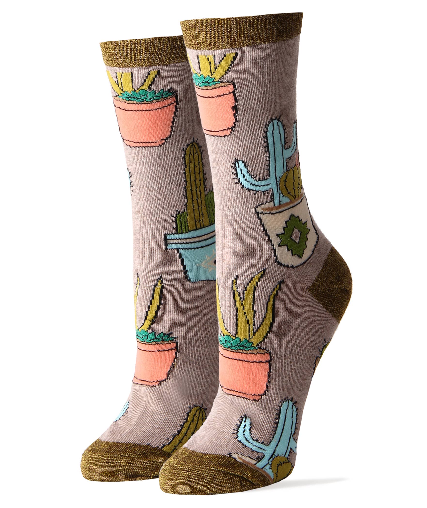 Other Goodies Cactus Hugs | Women's Premium Cotton Crew Dress Socks