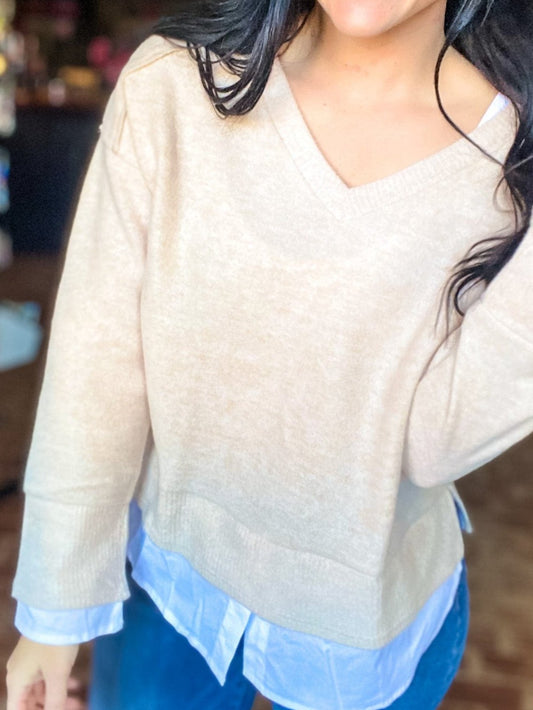 Cam Brushed Knit Pullover Latte