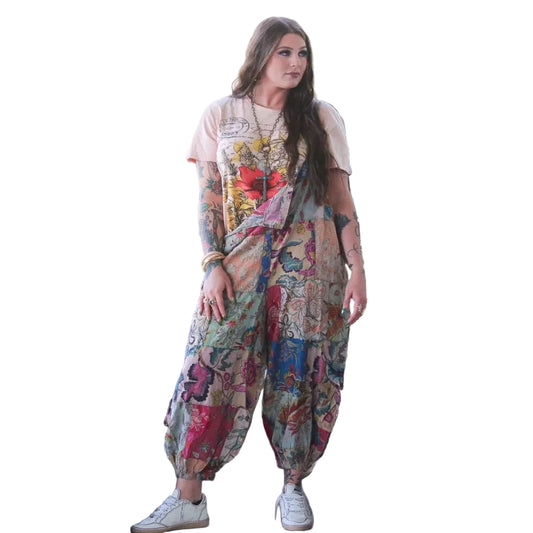 Dreamy Patchwork Barrel Overalls