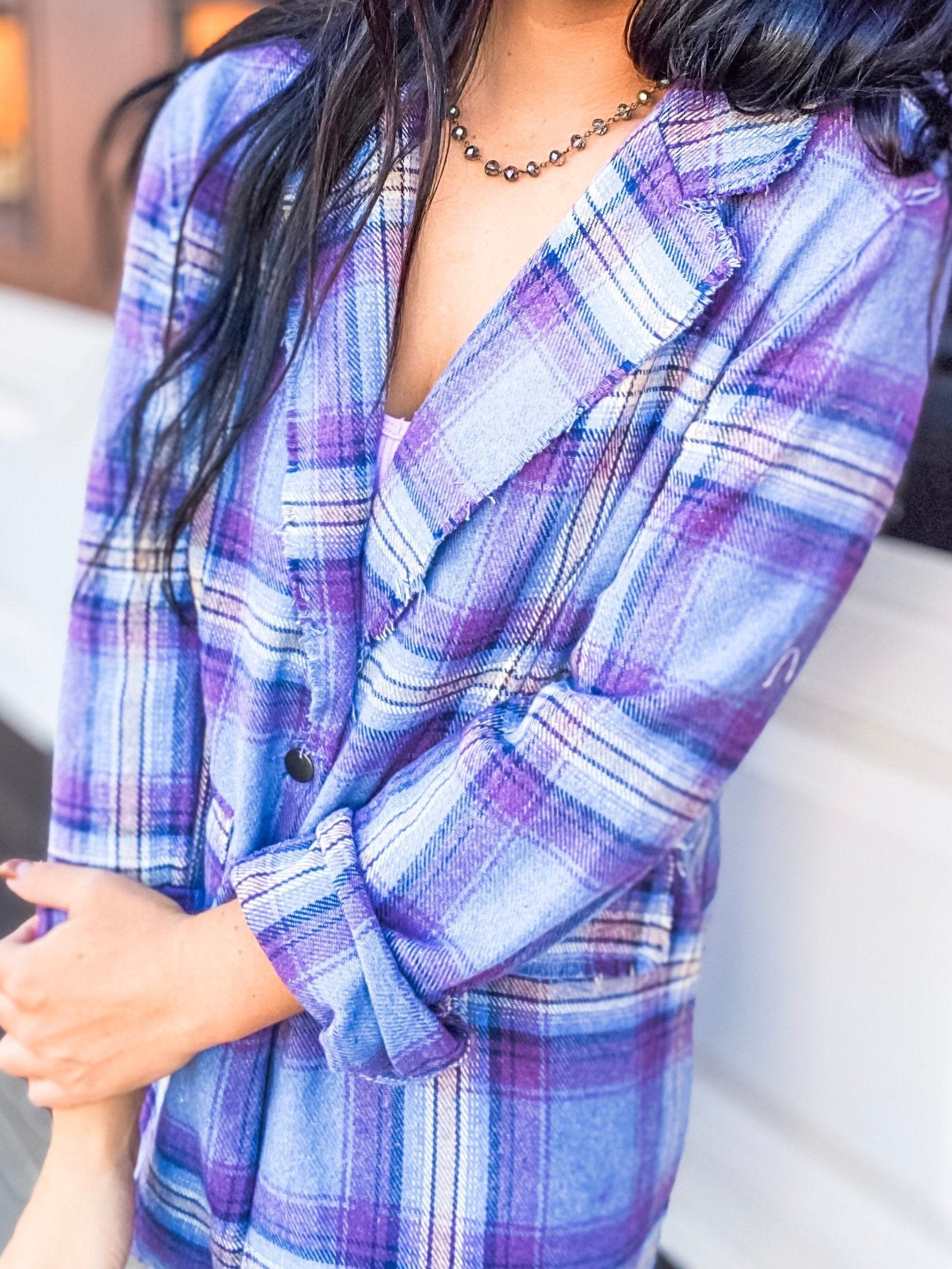 Outerwear Flannel Blazer Purple