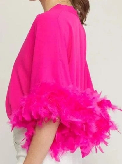 Shirts & Tops Fun Feather Bodysuit-Hot Pink