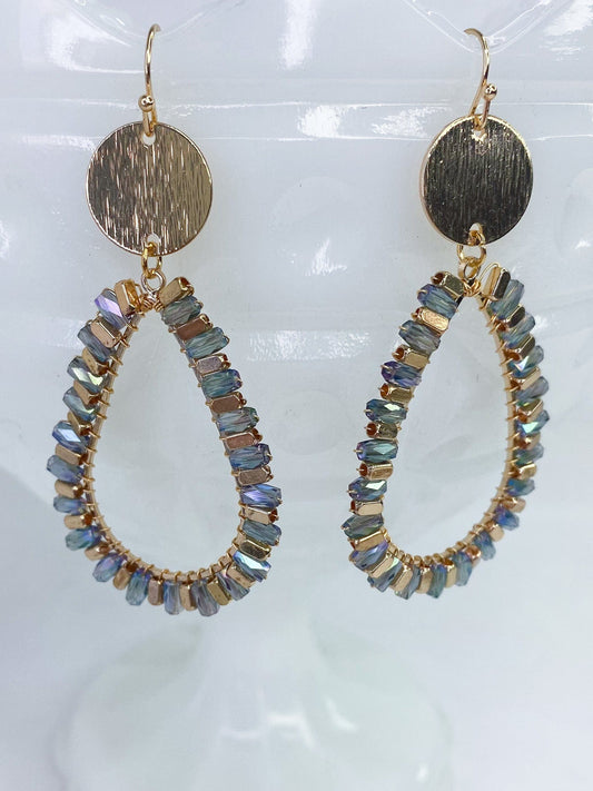 Earrings Golden and Turquoise Tear Drop Earring