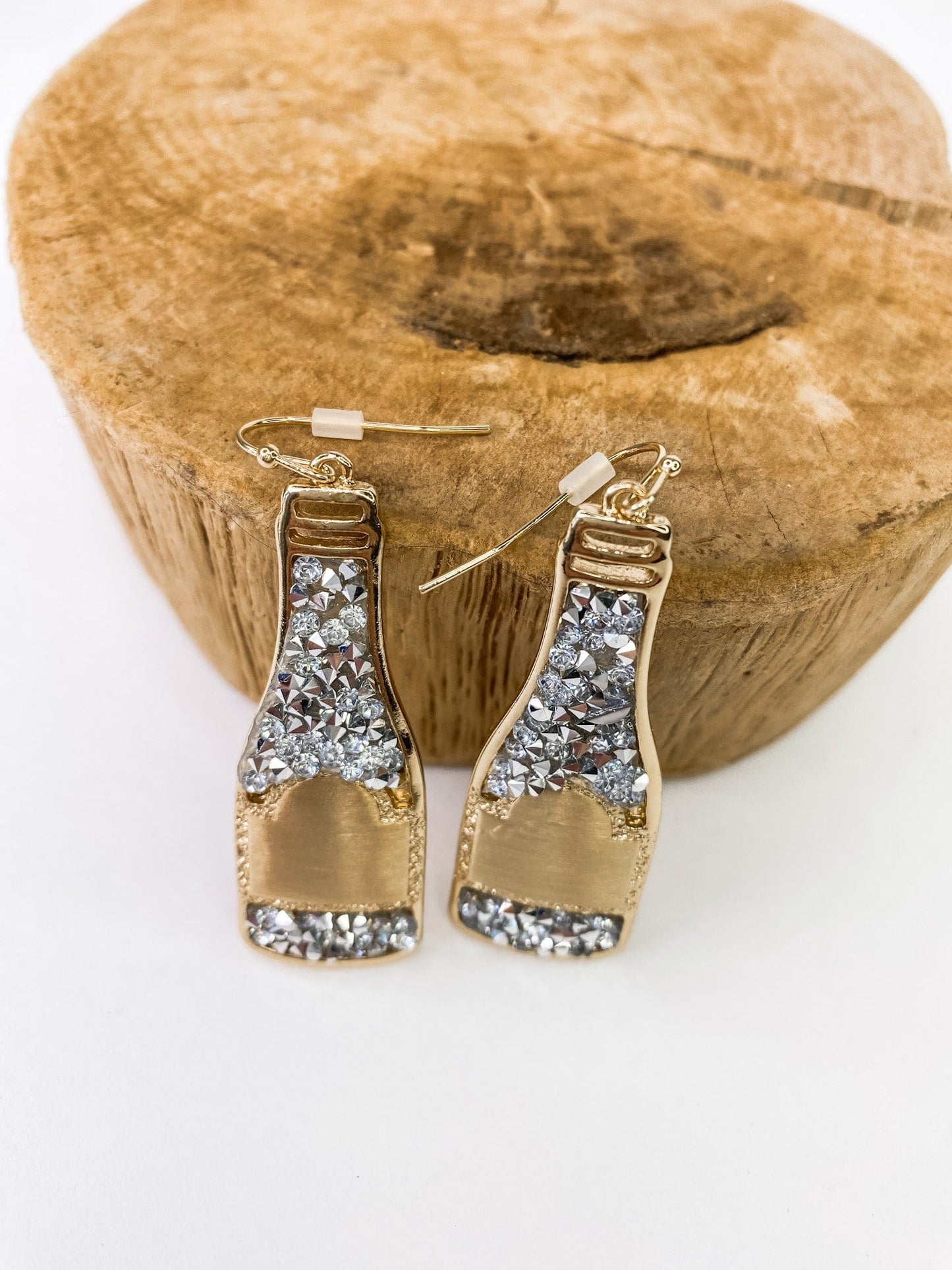 Earrings Golden Champagne Bottle Earrings