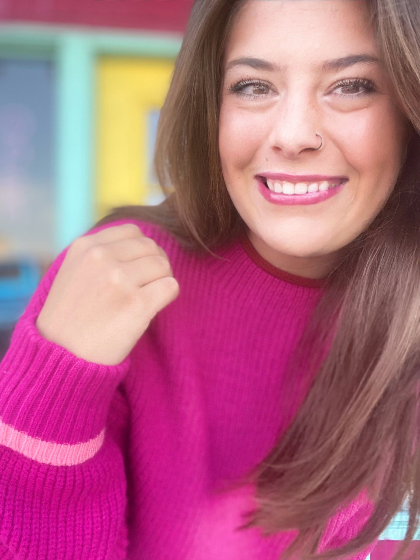 Hot Pink Trim Detail Sweater