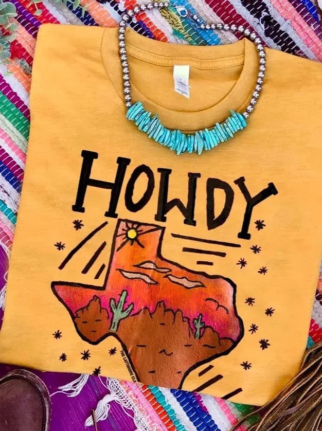 Graphic Tees Howdy Texas Tee- Mustard