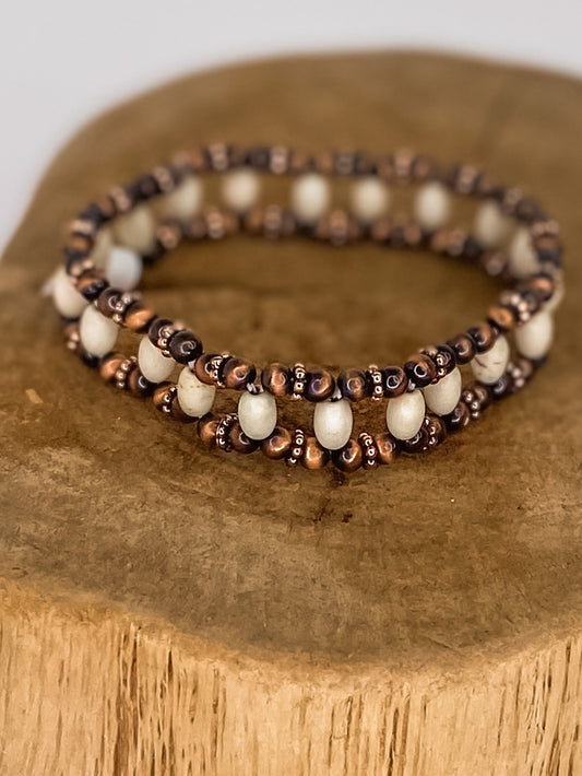 Navajo Beaded Bracelet -Copper