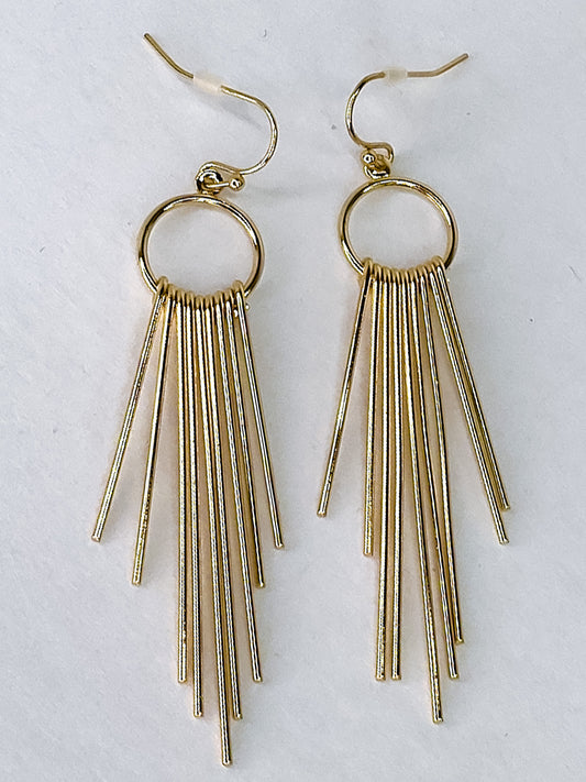 Spikey Circle Earrings-Golden