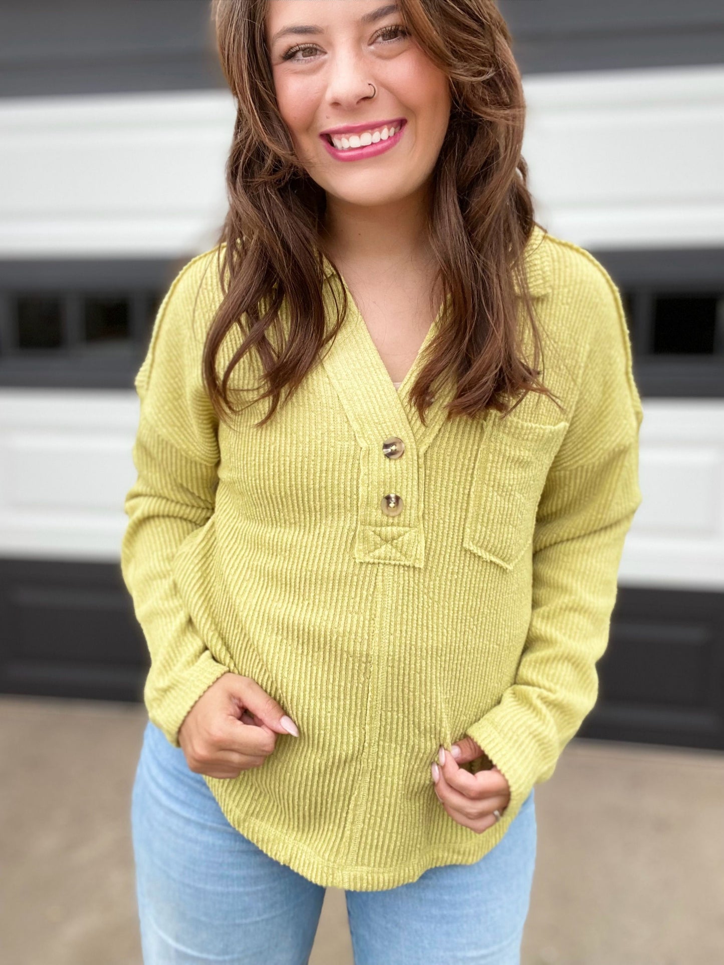 Sealie Half Button Pullover-Lime