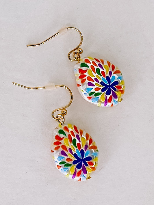 Hand Painted Disc Pearl Earring