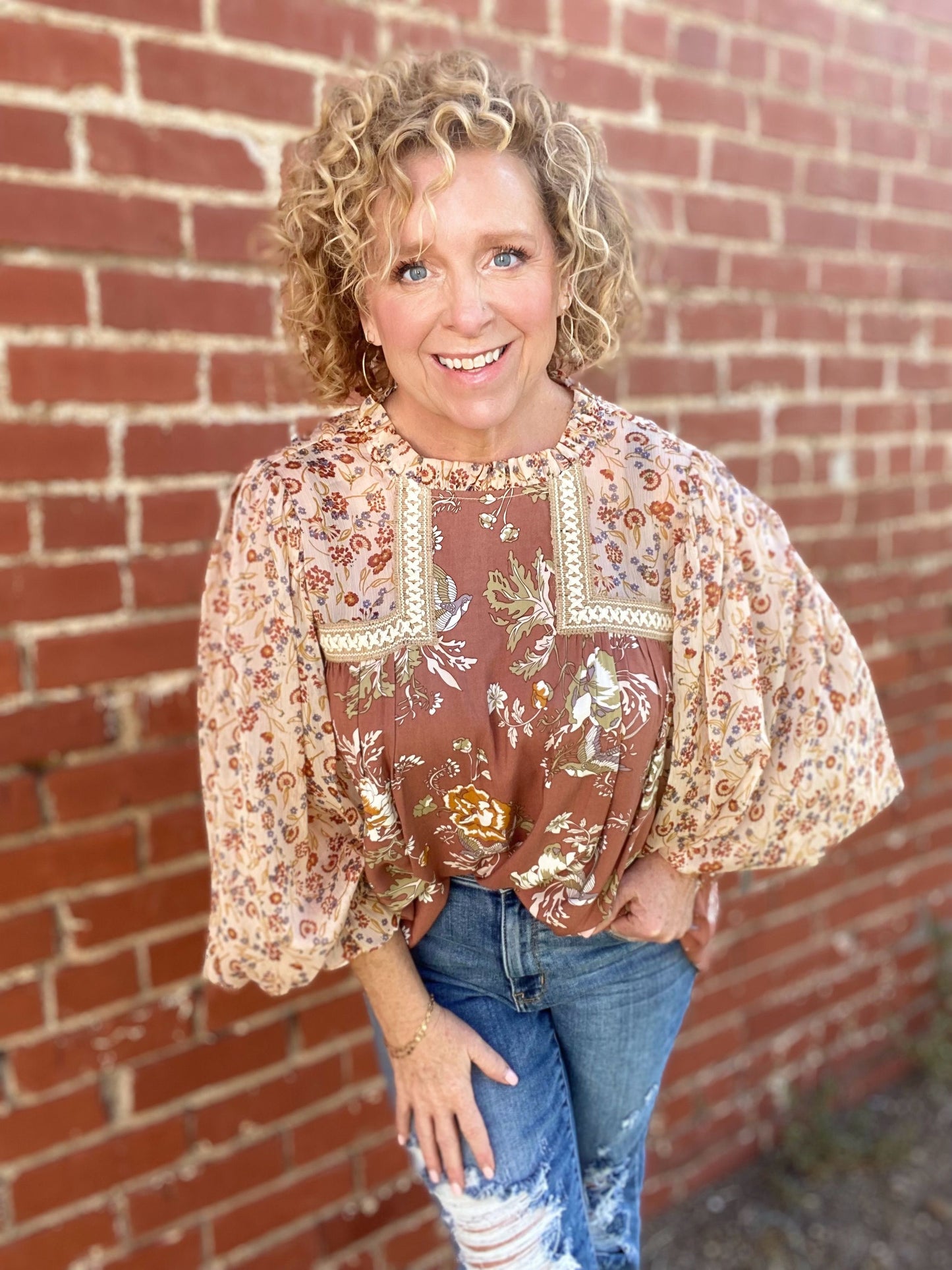 Falling Leaves Floral Blouse