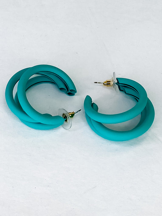 Turquoise Triple Matte Hoop