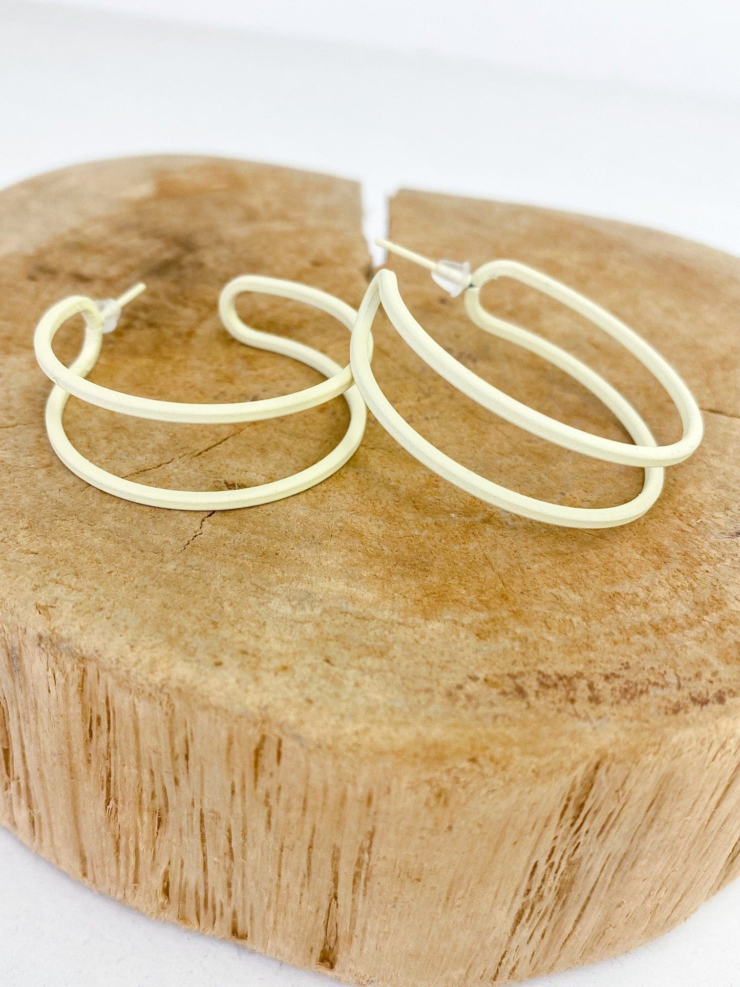 Earrings Matte Hoop Earring-Cream