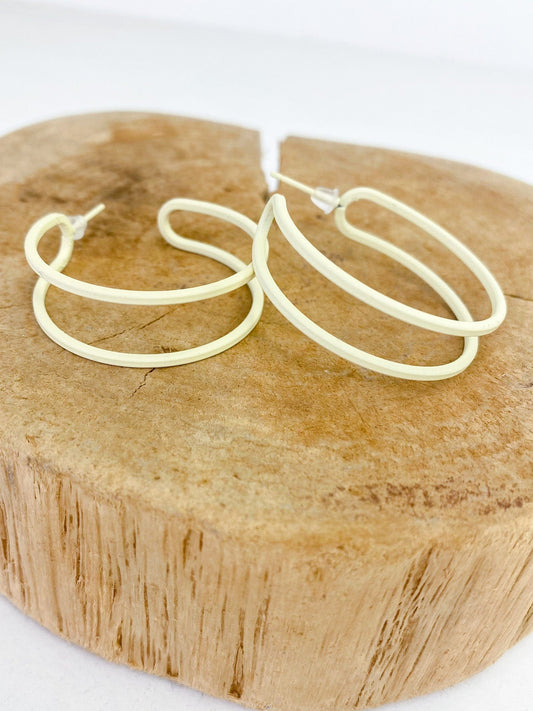 Earrings Matte Hoop Earring-Cream