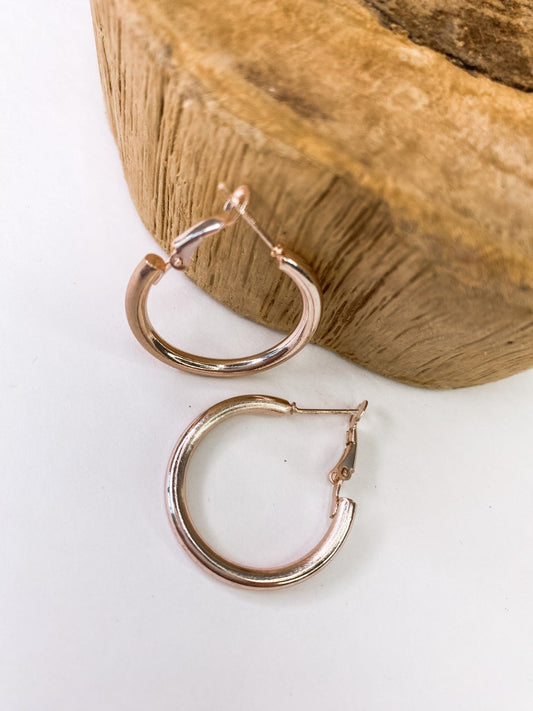 Earrings Metallic Hoop Rose Gold