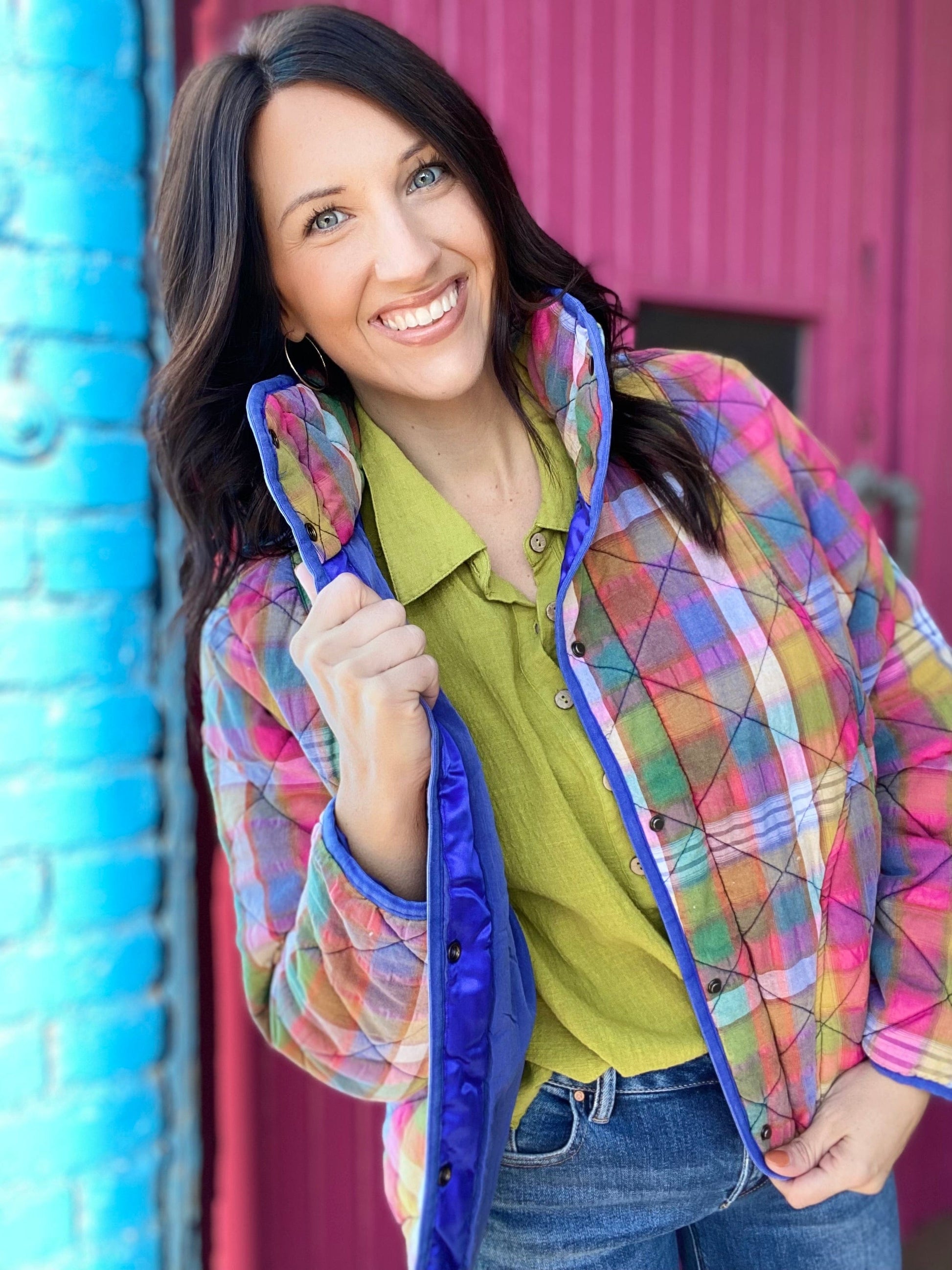 Tops Plaid Quilted Jacket