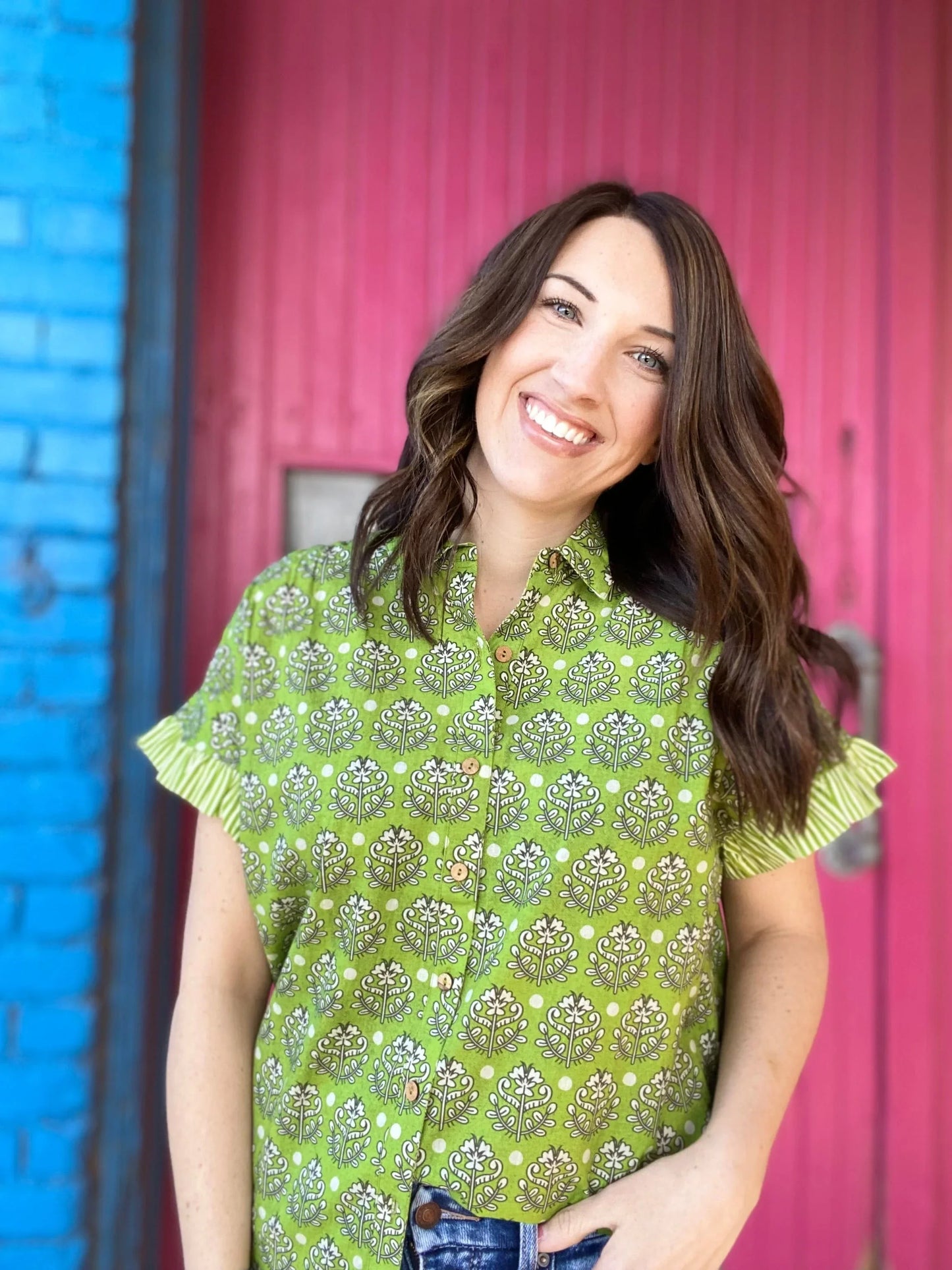 Rhoda Green Floral Top