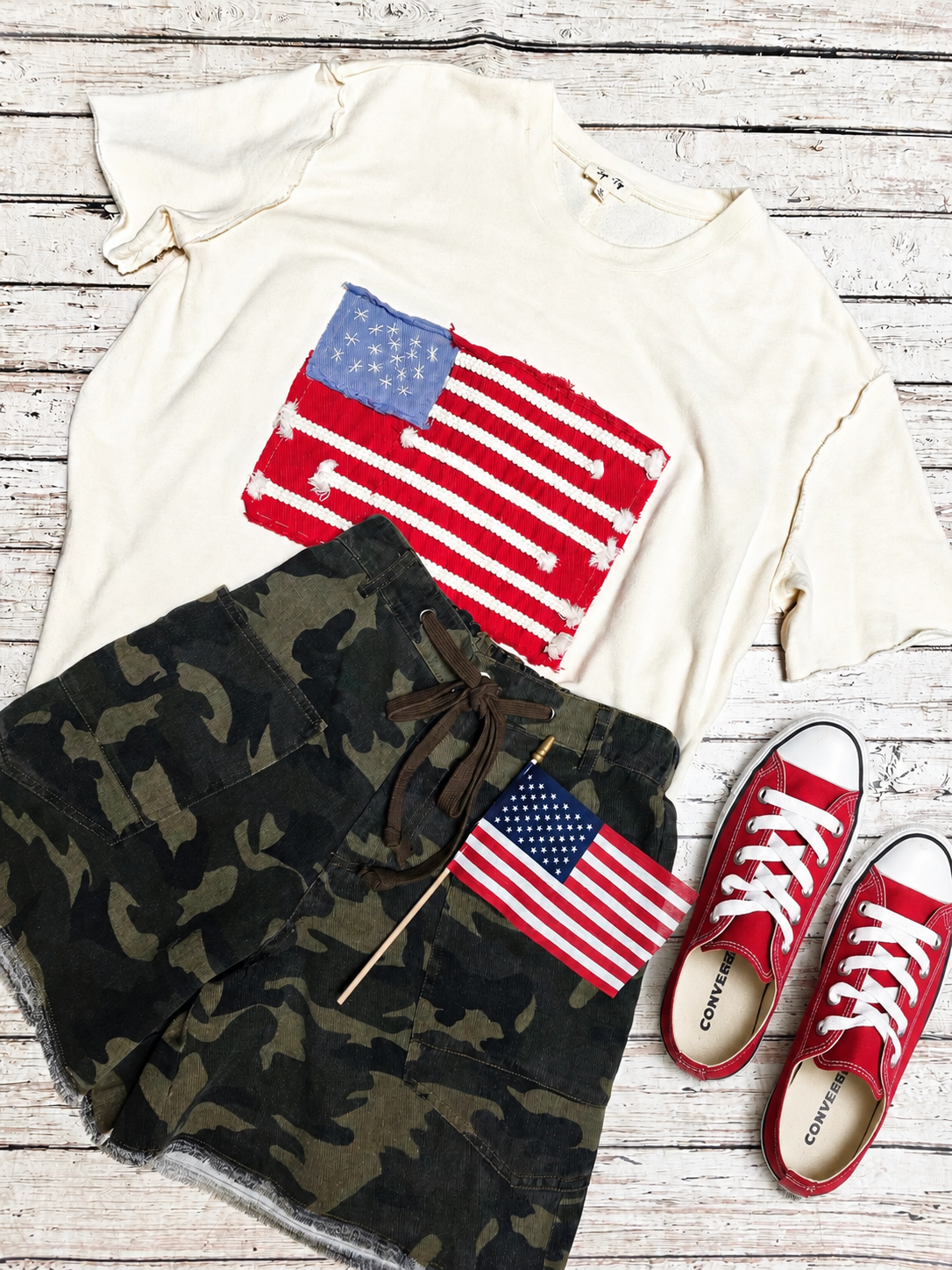 Vintage Flag Applique Shirt