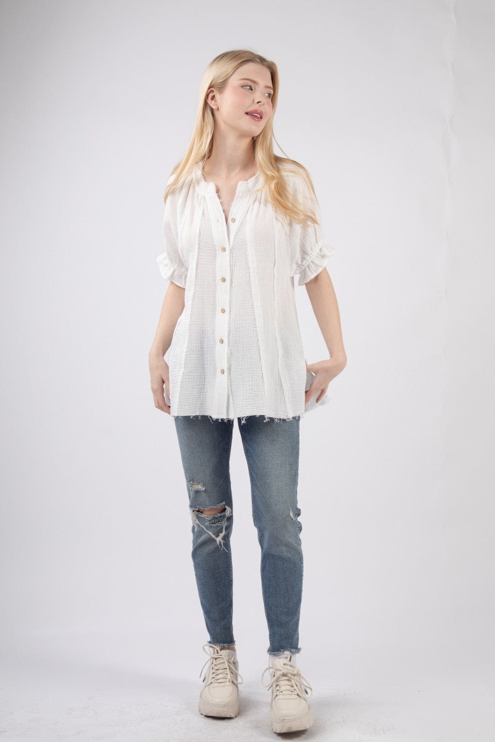 Tops Skye Cotton Gauze Top- White