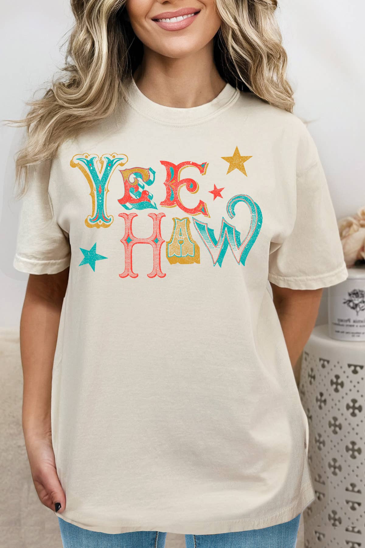 apparel Yee Haw Vintage White Tee Small