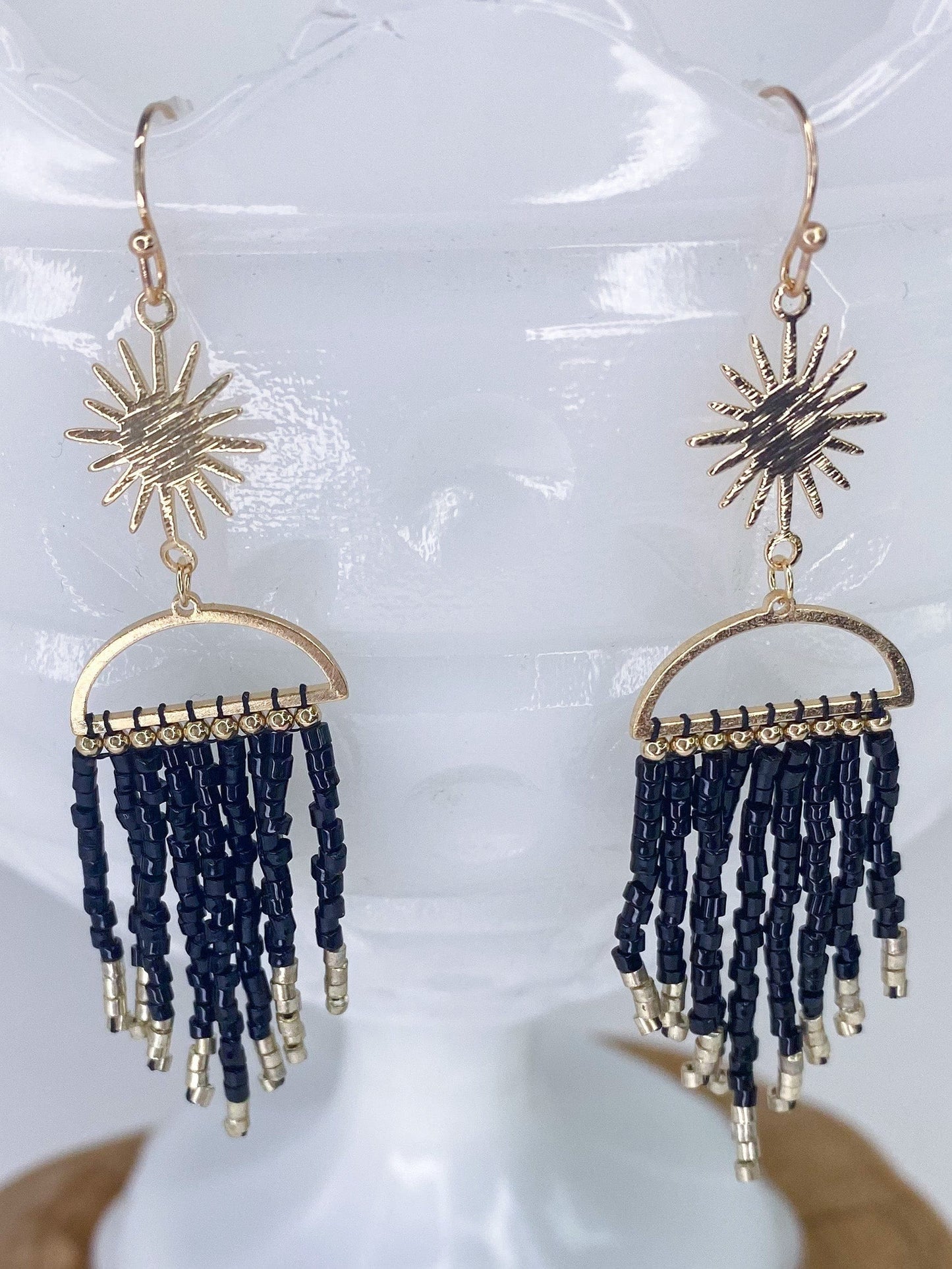 Earrings Sun Dial Chandelier Earring Black