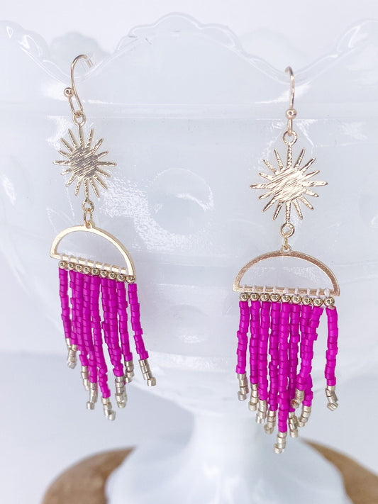 Earrings Sun Dial Chandelier Earring Pink