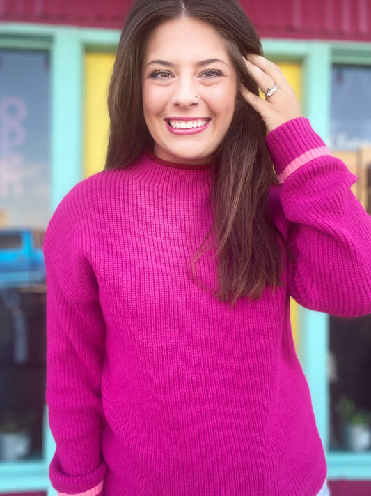 Hot Pink Trim Detail Sweater