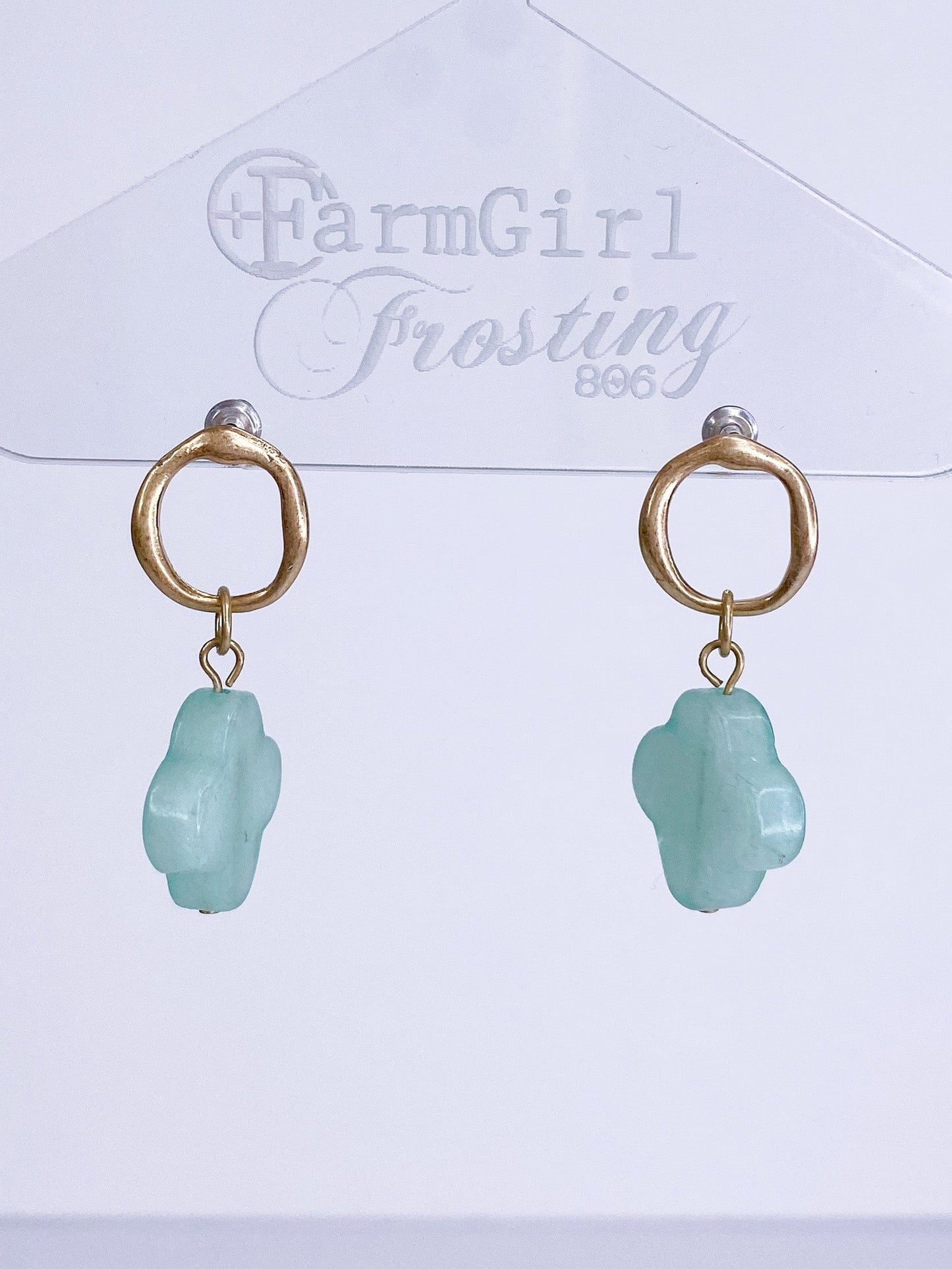 Earrings Clover Drop Earring-Jade