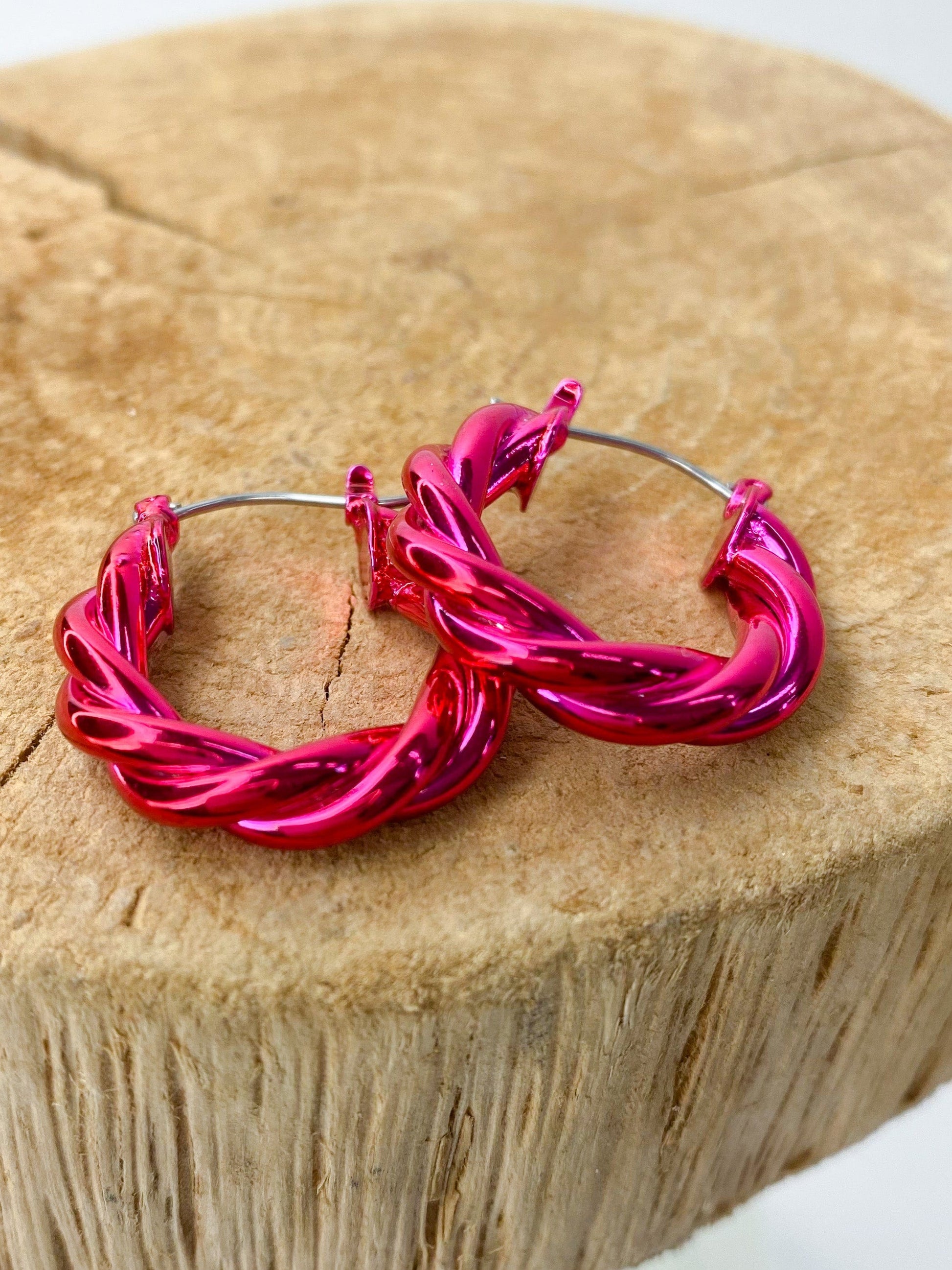 Earrings Metallic Pink Hoop