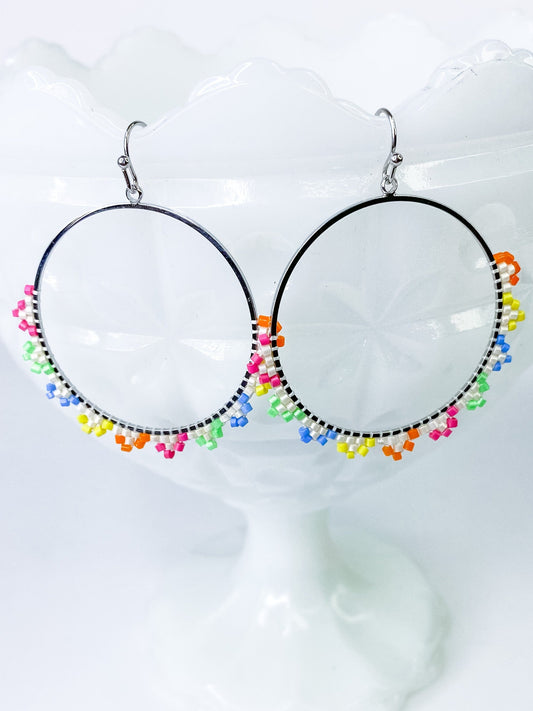 Earrings Neon Beaded Hoop Earring